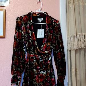 Asos & Other Stories Floral Velvet Wrap Dress